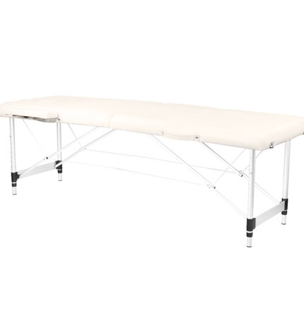 Aluminijski komforni sklopivi stol za masažu, 2 segmenta, krem