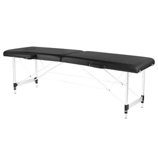 Aluminijski komforni sklopivi stol za masažu, 2 segmenta, crni