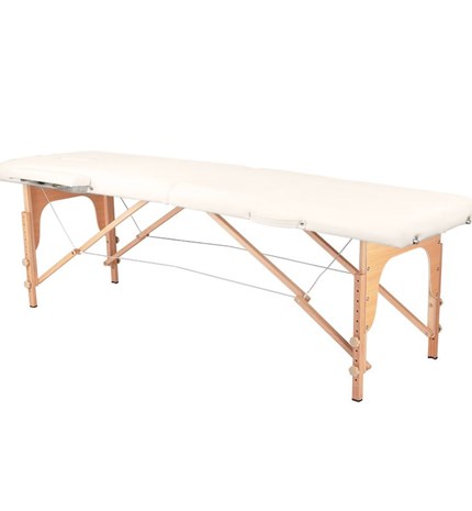 2-segmentni krem ​​sklopivi drveni stol za masažu
