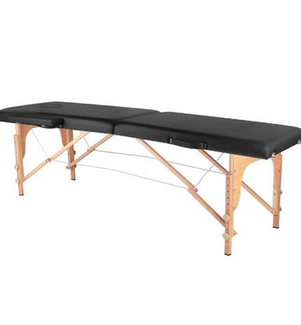 Drveni sklopivi stol za masažu, 2 segmenta, crni