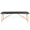 Drveni sklopivi stol za masažu, 2 segmenta, crni