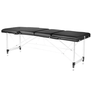 Aluminijski komforni sklopivi stol za masažu, 3 segmenta, crni