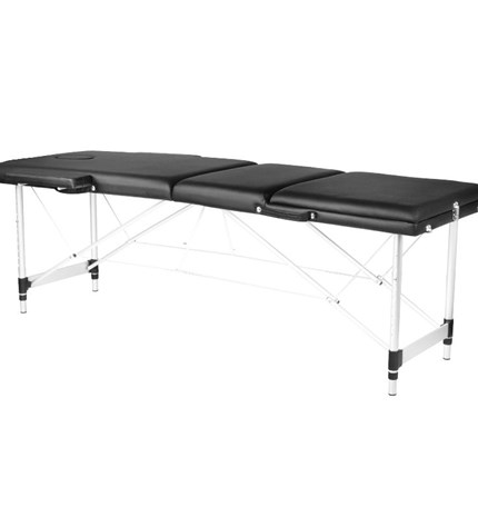 Aluminijski komforni sklopivi stol za masažu, 3 segmenta, crni