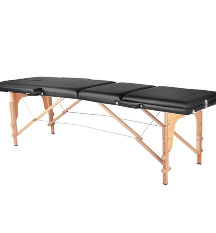 Drveni sklopivi stol za masažu, 3 segmenta, crni