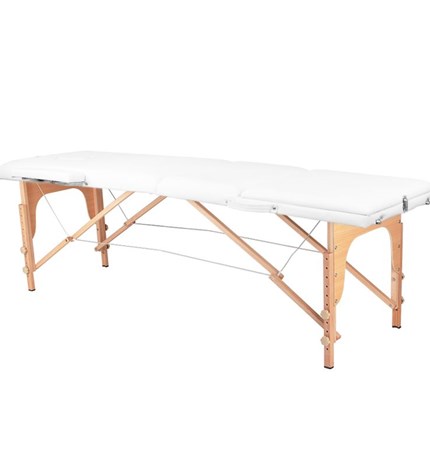 3-segmentni bijeli drveni sklopivi stol za masažu