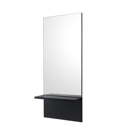 Mirror unit with black shelf