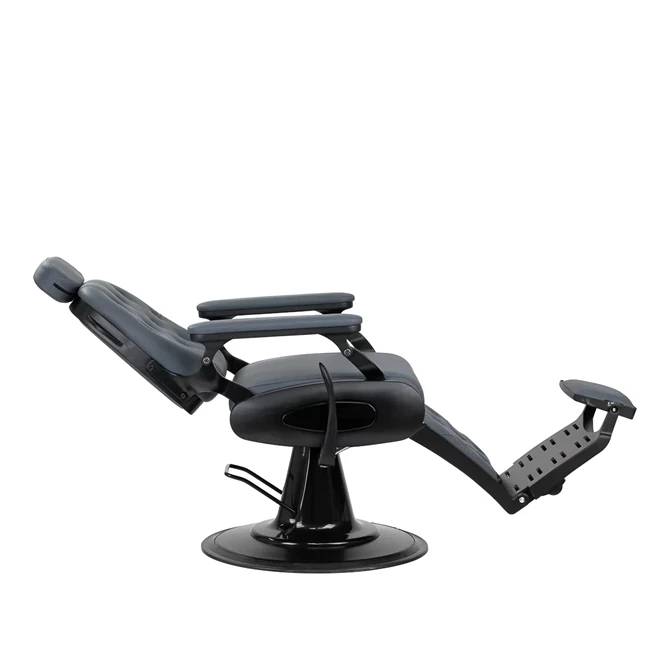 Brijačka stolica Francesco s crnom bazom, siva