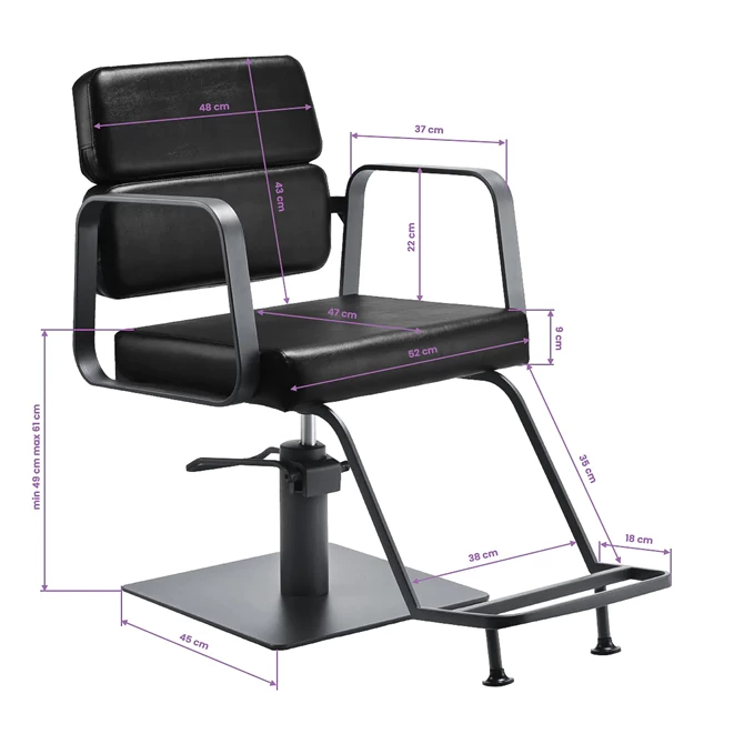 Frizerska stolica Porto, crno-siva