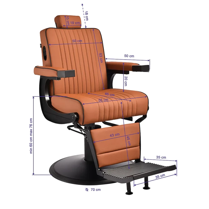 Brijačka stolica Levi bez šavova, smeđa