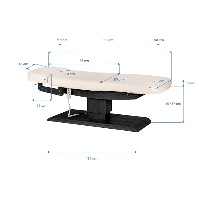 Spa krevet Sillon Relax s crnom bazom, krem