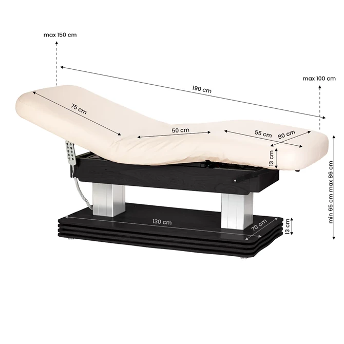 Spa krevet Sillon Comfort s crnom bazom, krem