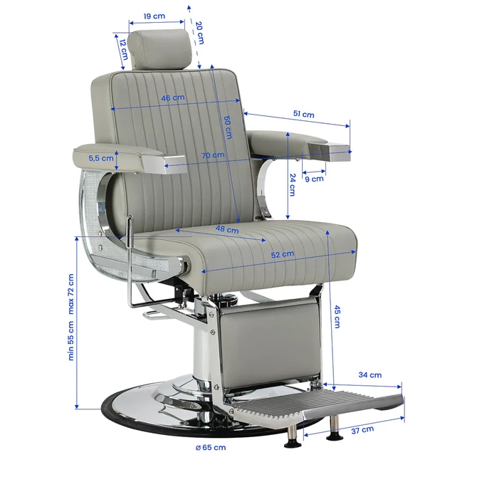 Brijačka stolica Visionerio, siva