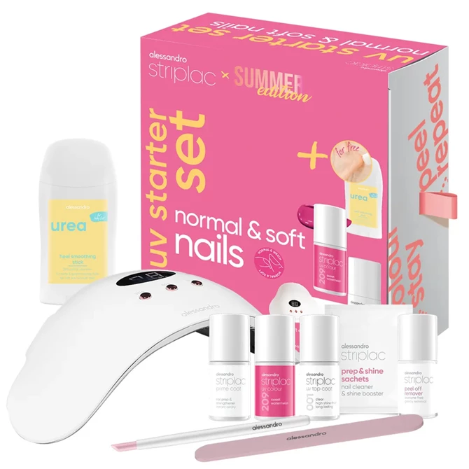 Striplac Uv Starter Set Normal & Soft Nails Summer Edition - početni set s lampom