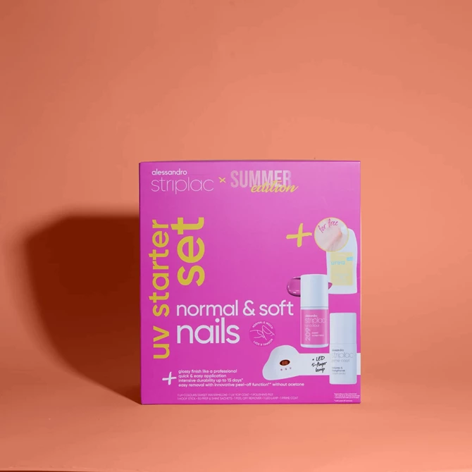 Striplac Uv Starter Set Normal & Soft Nails Summer Edition - početni set s lampom