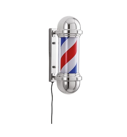 Svjetleći brijački znak BARBER INDOOR, srebrni