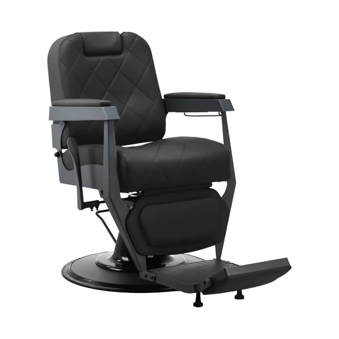 Brijačka stolica Bruno sa sivom bazom, crna