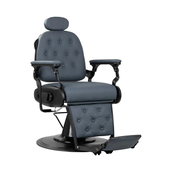 Brijačka stolica Francesco s crnom bazom, siva