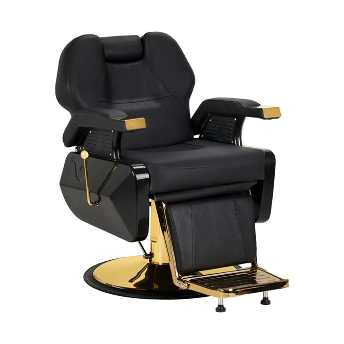 Brijačka stolica New York zlatno postolje, crna