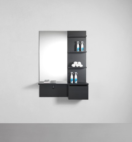 Frizerska zidna radna jedinica SALON STATION LIFT, crna