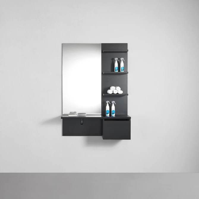 Frizerska zidna radna jedinica SALON STATION LIFT, crna