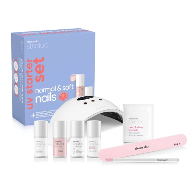 Striplac Uv Starter Set Normal & Soft Nails - 1 Colour - standardni početni set s lampom
