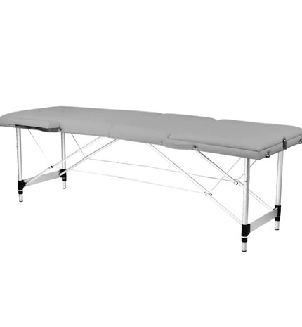 3-dijelni aluminijski komforni sklopivi stol za masažu, sivi